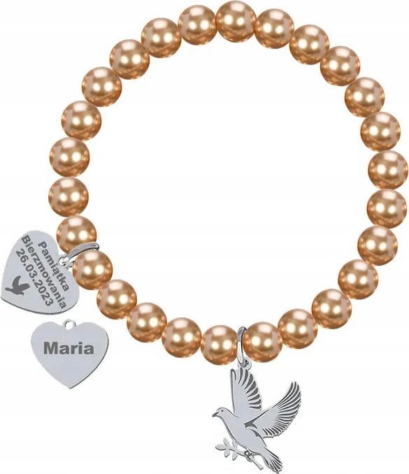 Radziszewska Jewellery Bransoletka na bierzmowanie z pereł gołąb GRAWER