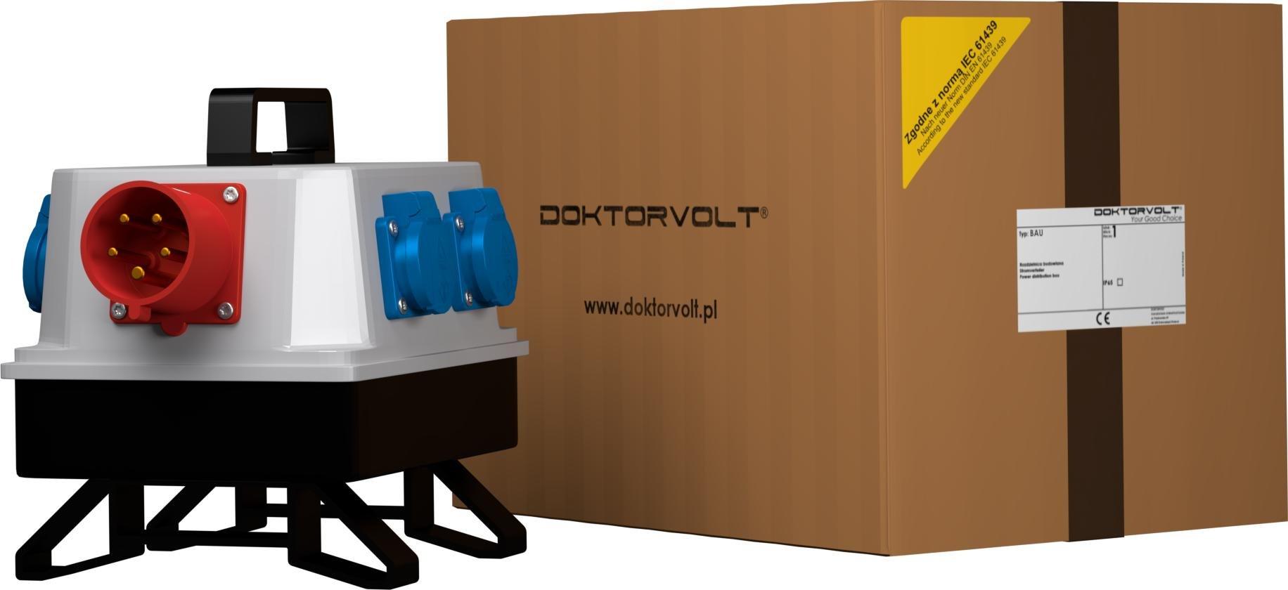 Doktorvolt Rozdzielnica budowlana z wtyczką odbiornikową 16A BAU 5x230V Mennekes Doktorvolt 2565