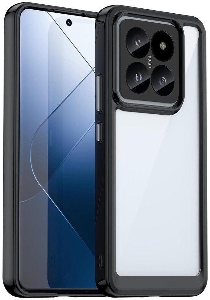 Etui pancerne Supero Tpuacrylic do Xiaomi 14T Pro, przezroczyste z czarną ramką