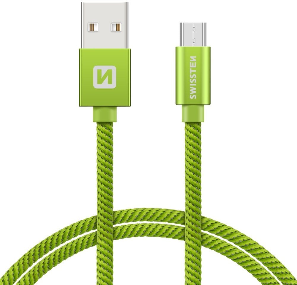 Kabel USB Swissten USB-A - microUSB 0.2 m Zielony (8595217458048)