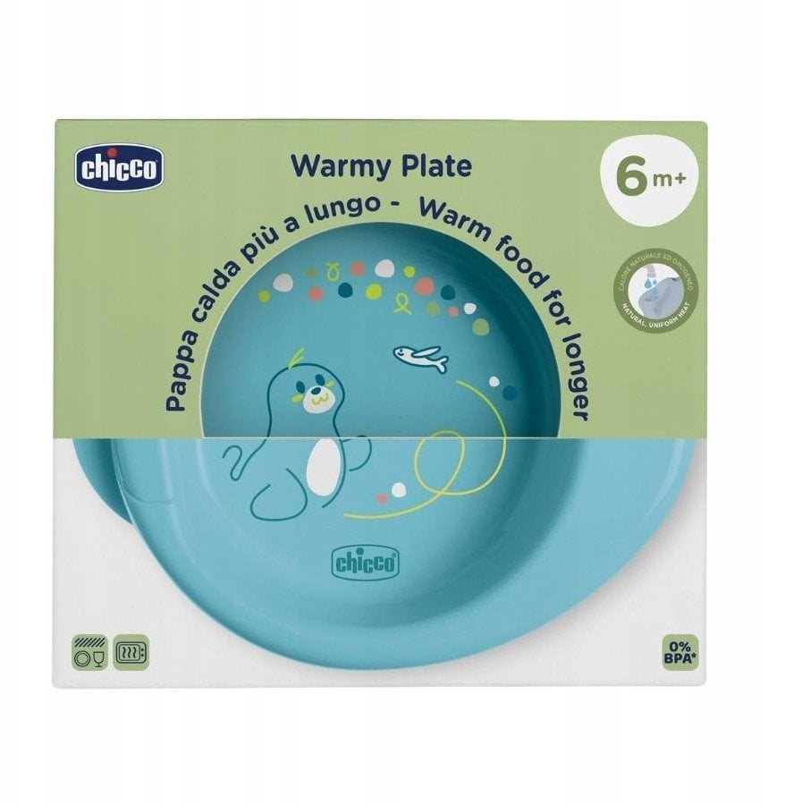 CHICCO-1600025-TALERZ PODGRZEWANY NIEBIESKI 6M+