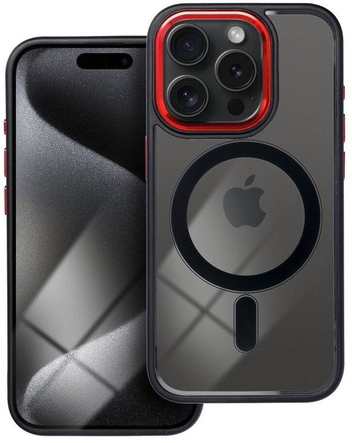 Futerał COLOR EDGE MAG COVER kompatybilny z MagSafe do IPHONE 17 Pro Max czarno czerwony