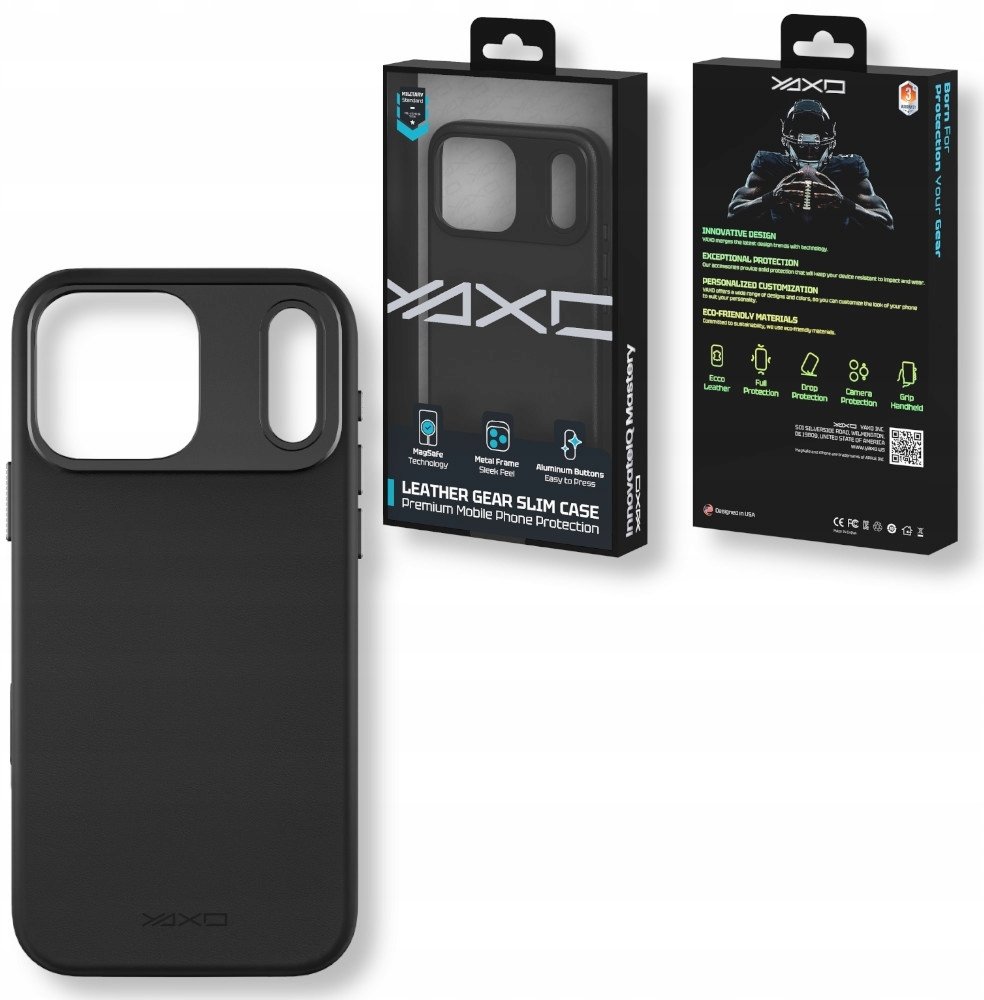 Yaxo Etui na telefon Leather Gear Slim Case MagSafe iPhone 17 Pro Max Dusty Black