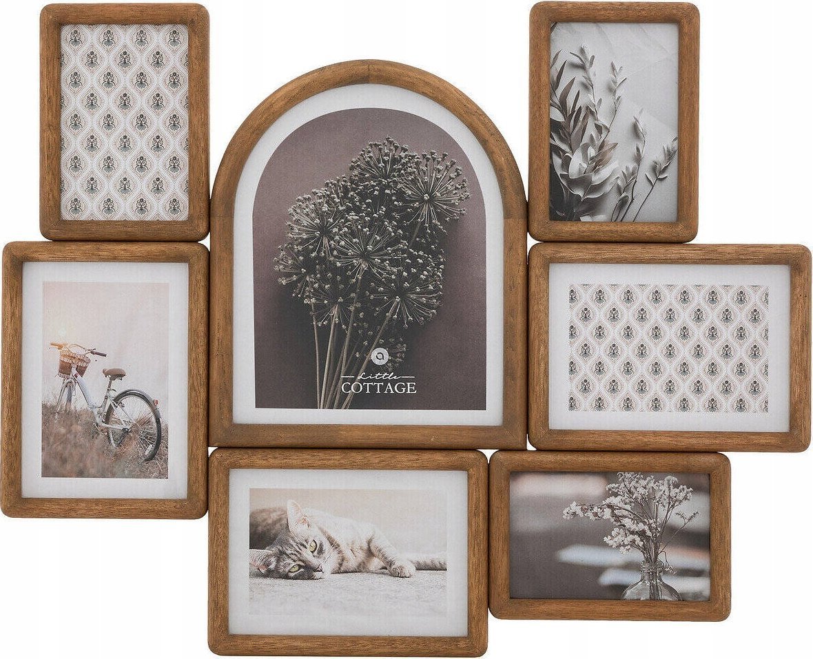 Ramka Atmosphera Drewniana multirama na 7 zdjęć FELISA, 57,2 x 46,6 cm