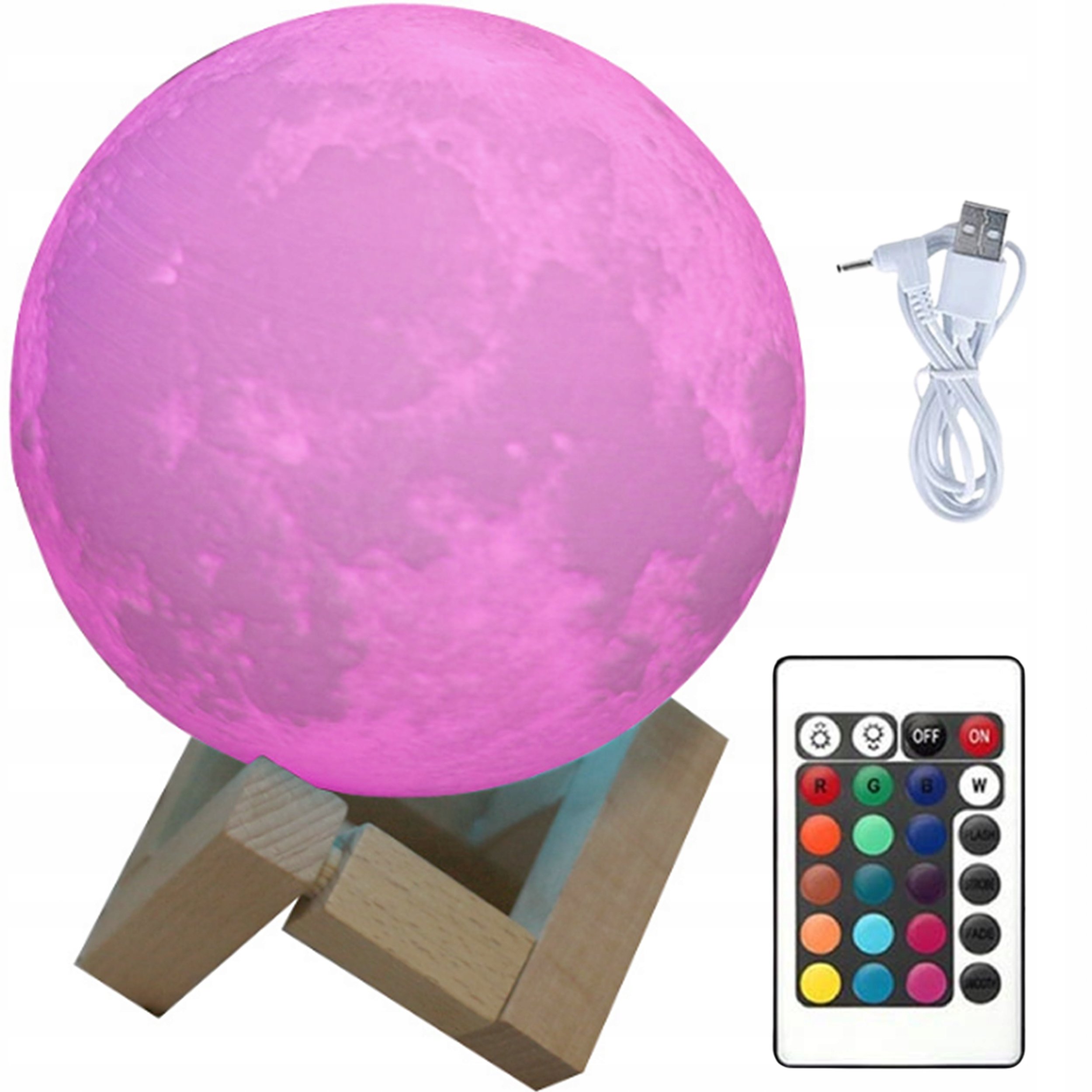 Lampka Nocna Księżyc Lampa 3D Moon Śr. 14Cm Rgb