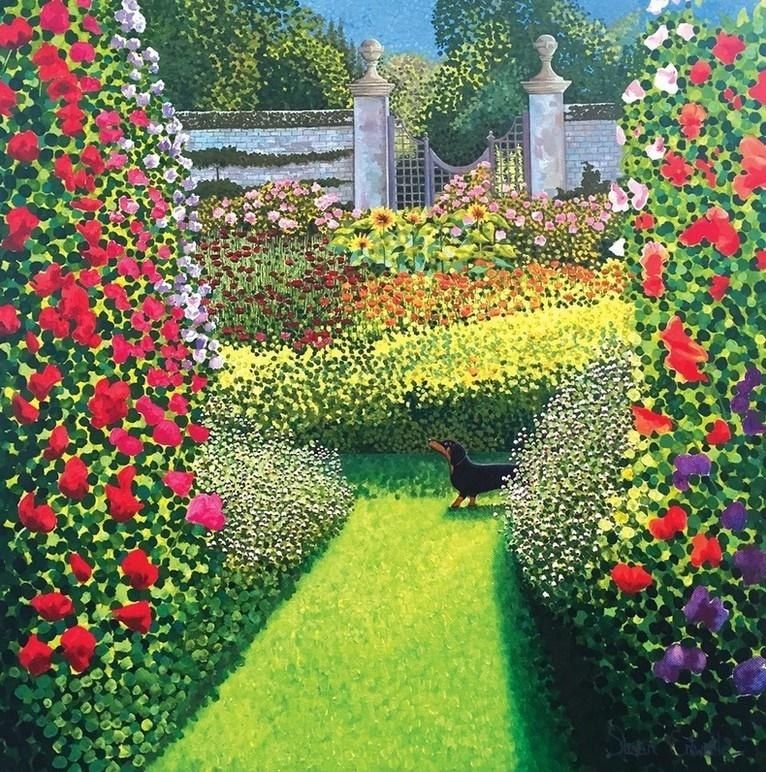 Susan Entwistle Karnet z kopertą Pies w ogrodzie Easton Walled