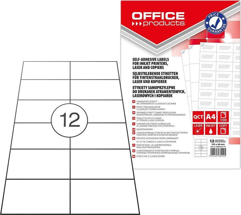 Office Products Etykiety Office Products A4 105x48mm białe (100)
