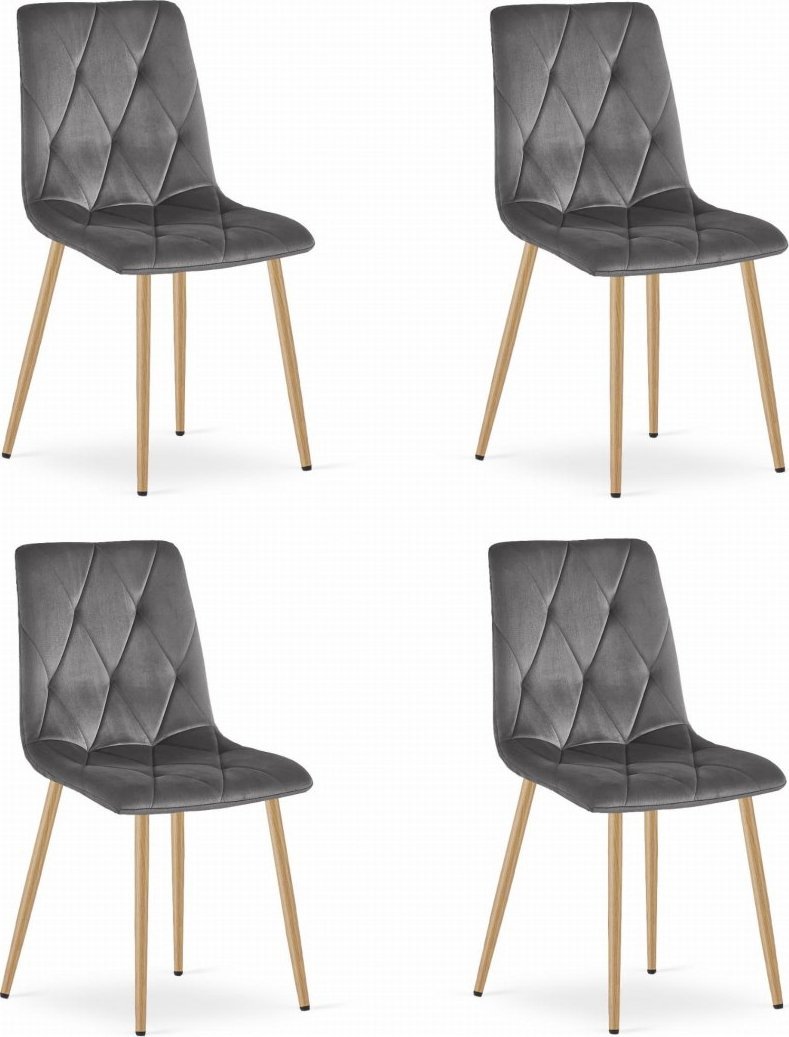 Leobert Krzesło LIBRA - ciemny szary aksamit / nogi kolor drewna x 4