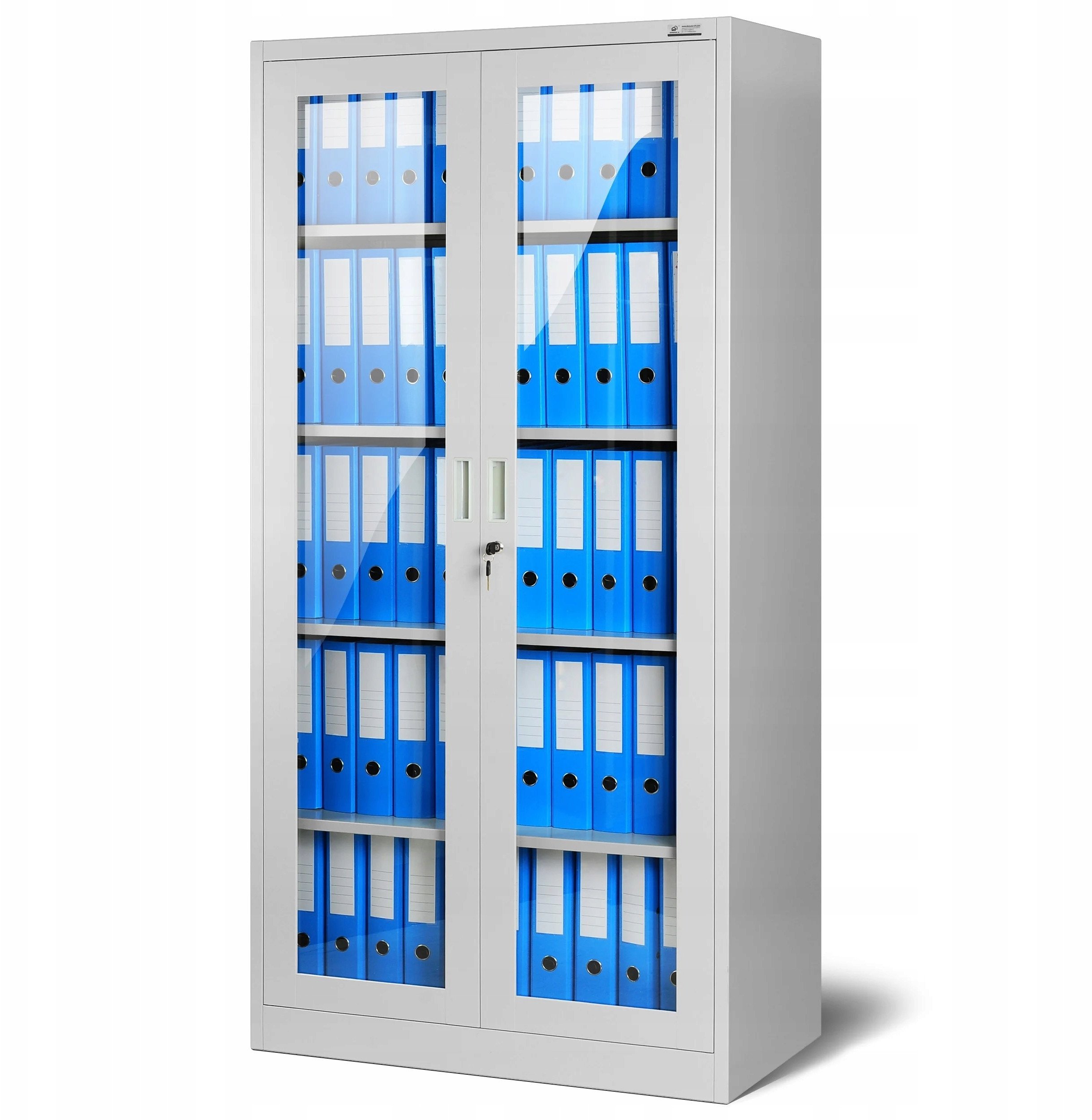 Aktenschrank Büroschrank Vitrinenschrank AMELIA, 900 x 1850 x 400 mm, grau