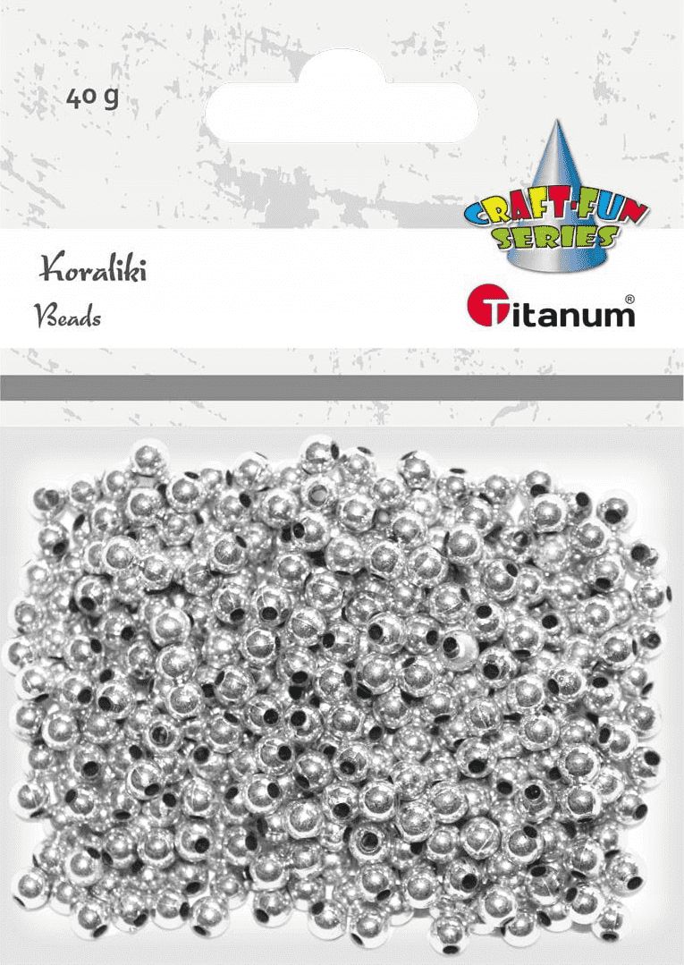 Titanum Koraliki plastikowe 40g srebrne