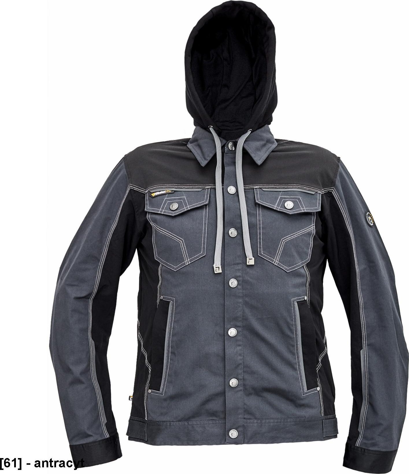 CERVA NEURUM CLASSIC kurtka z kapturem - męskia kurtka robocza, odpinany kaptur, 4 kieszenie, elastyczna tkanina Trifibetex połączona z - antracyt 60