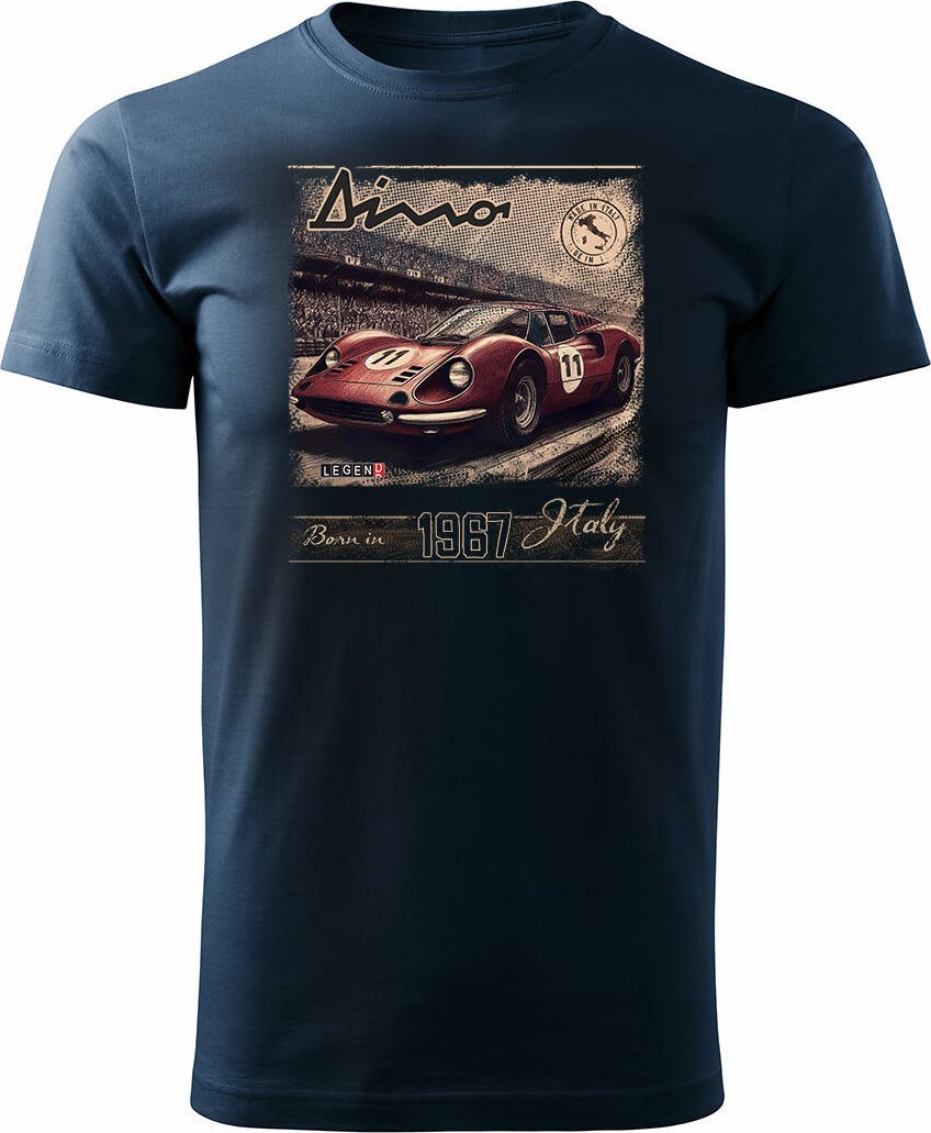 Topslang Koszulka z samochodem Ferrari Dino F1 Le Mans kolekcjonerska męska granatowa REGULAR L