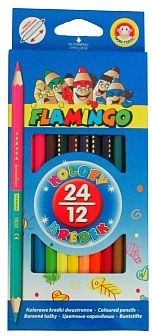 Titanum Kredki dwustronne sześciokątne Flamingo 12 sztuk