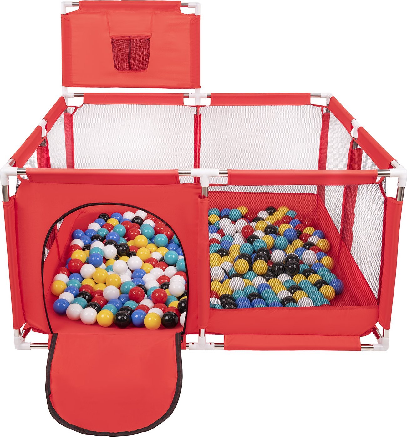 Selonis Selonis Boisko KK-100X z piłeczkami 6cm czerwony: czarny-biały-niebieski-czerwony-żółty-turkus 125x125x105/100piłek Zabawka kojec