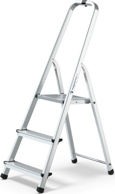 Magazynuj Drabina aluminiowa 3 stopnie, wytrzymałość 150 kg - PRO