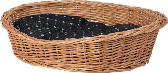 WickerPL Owalne wiklinowe legowisko dla zwierząt z obniżonym brzegiem 50x36 H16 CM