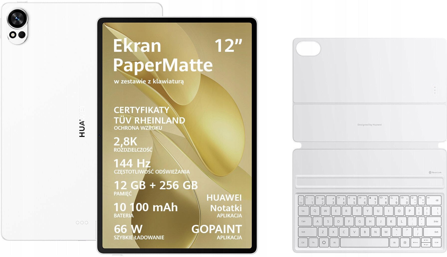 Huawei Matepad 12X 2025 12/256GB PaperMatte WiFi biały + klawiatura