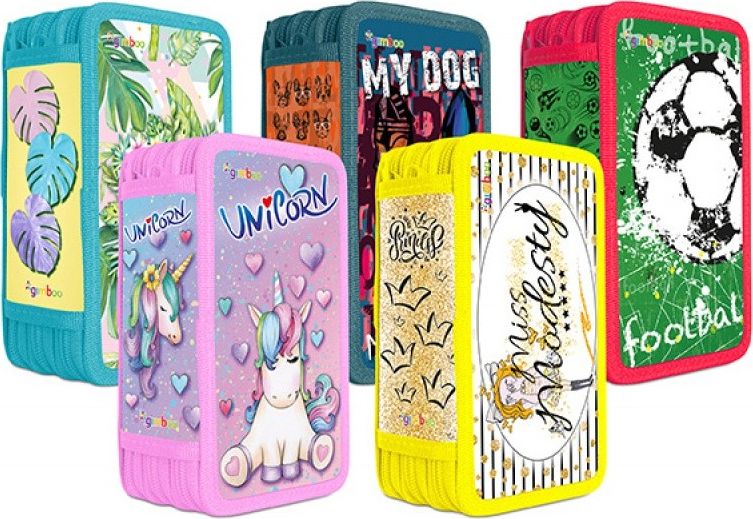 Piórnik Gimboo Piórnik szkolny GIMBOO, bez wyposażenia, 3 komory, mix kolorów