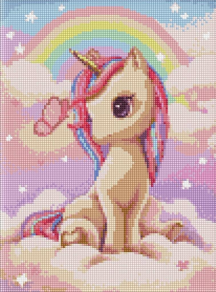 Norimpex Diamentowa mozaika - Ciekawy jednorożec 30x40cm