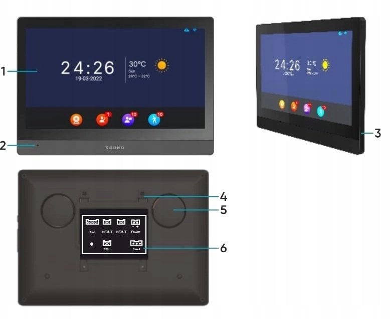 Orno GADI, zestaw wideodomofonowy jednorodzinny, 2-żyłowy, 10, Wi-Fi, ekran dotykowy, Full HD, RFID, szyfrator, OR-VID-MA-1085/B