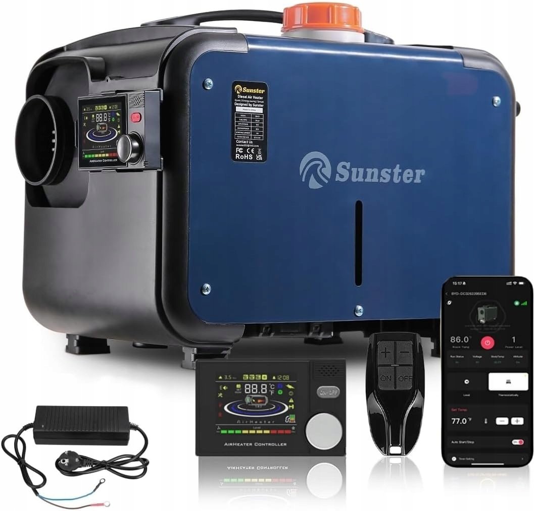 Sunster nagrzewnica postojowa na olej napędowy 8kW 12/24V DC i 110-240V AC