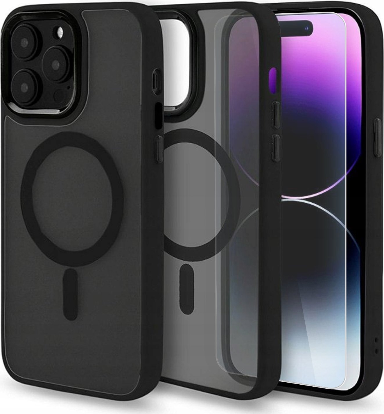 Hello Case Etui Magsafe Do Apple iPhone 14 Plus (Czarne Matowe, Wzmacniane) Szkło 9h