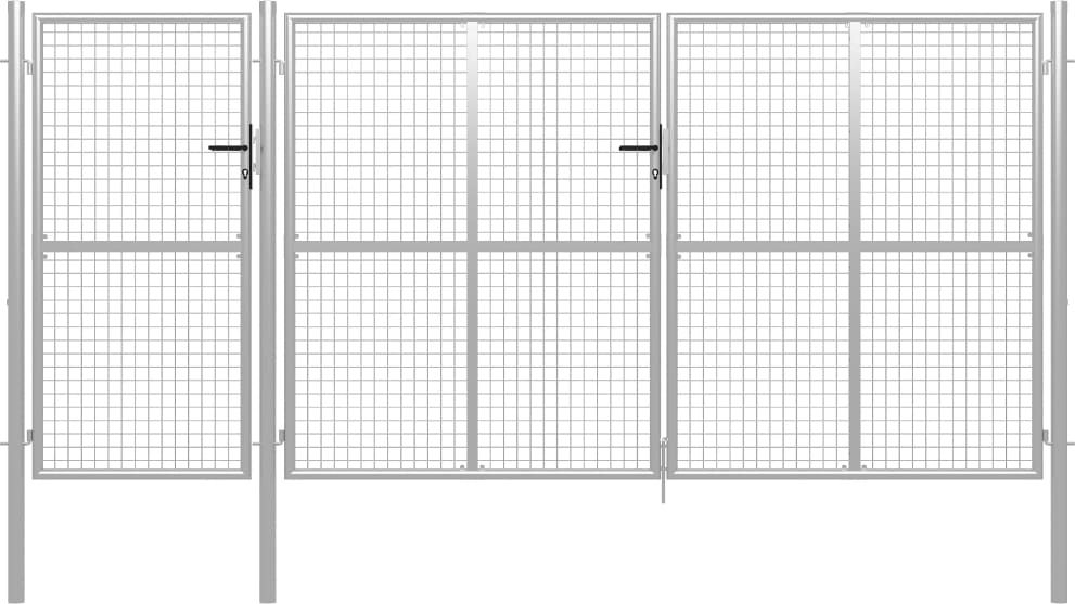 vidaXL Brama ogrodzeniowa, stalowa, 400 x 150 cm, srebrna