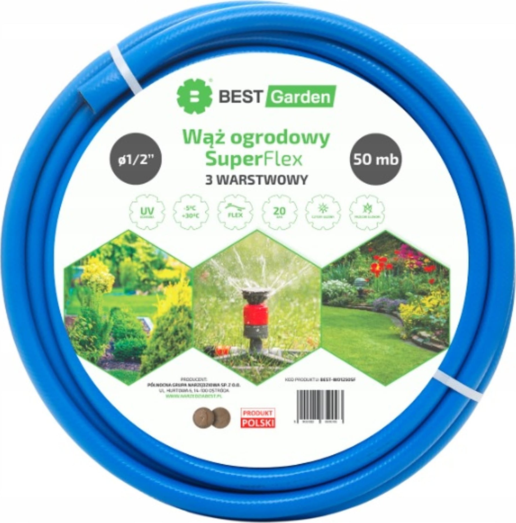 BEST GARDEN WĄŻ OGRODOWY 1/2” 50m SUPER FLEX BEST GARDEN