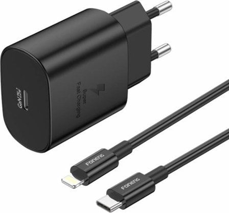 Ładowarka Foneng Ładowarka sieciowa EU51 USB-C 25W + kabel USB-C - Lightning (czarna)