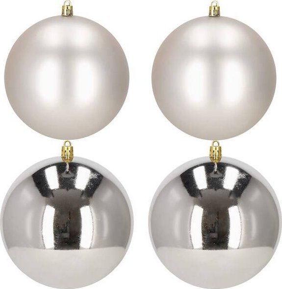 Springos Bombki choinkowe 4 szt. ozdoby świąteczne zawieszki 12 cm srebrne UNIWERSALNY