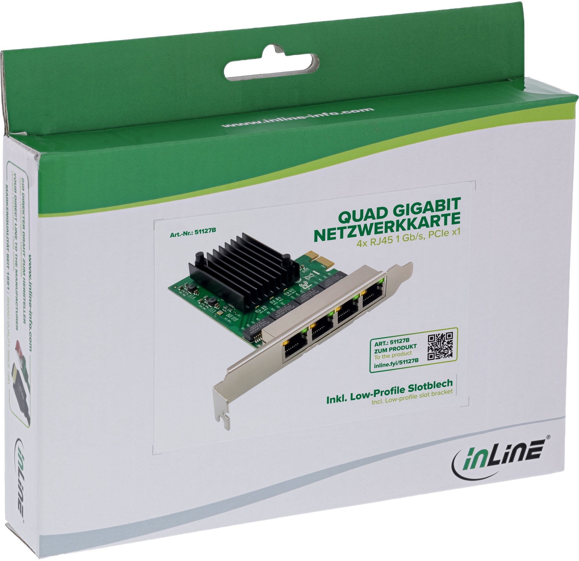 Karta sieciowa InLine ® Quad Gigabit karta sieciowa 4x RJ45 1 Gb/s PCIe x1