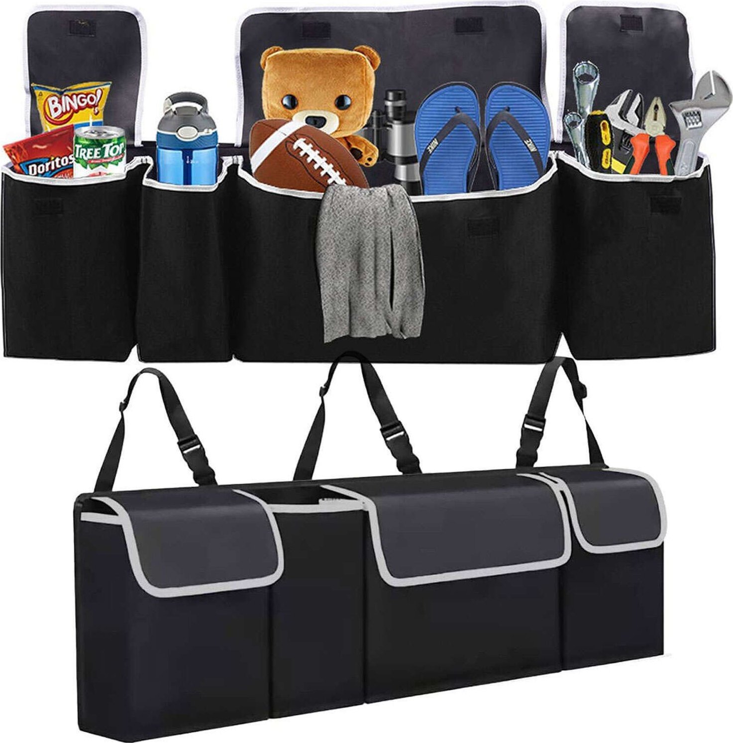 Alogy Organizer samochodowy Torba do bagażnika auta samochodu kufer duży na fotel na rzep Alogy Czarny