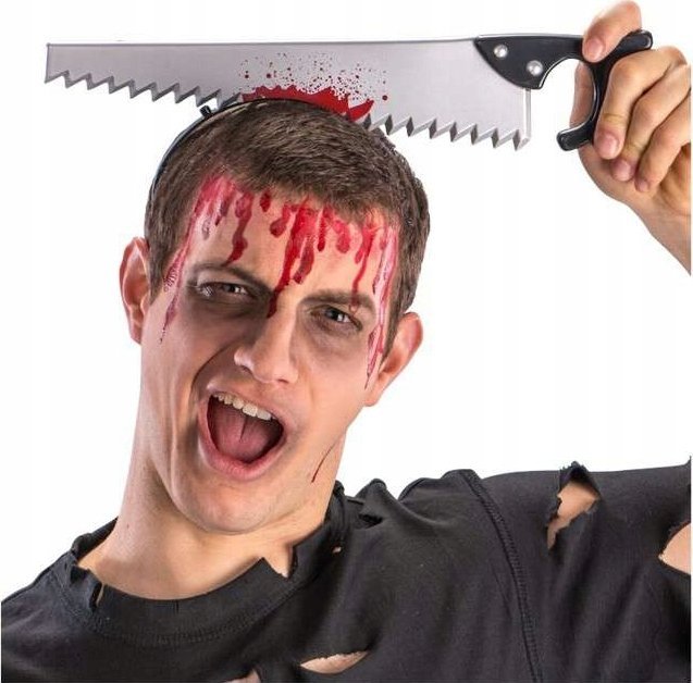 Korbi OPASKA PIŁA W GŁOWIE KOSTIUM HALLOWEEN KREW