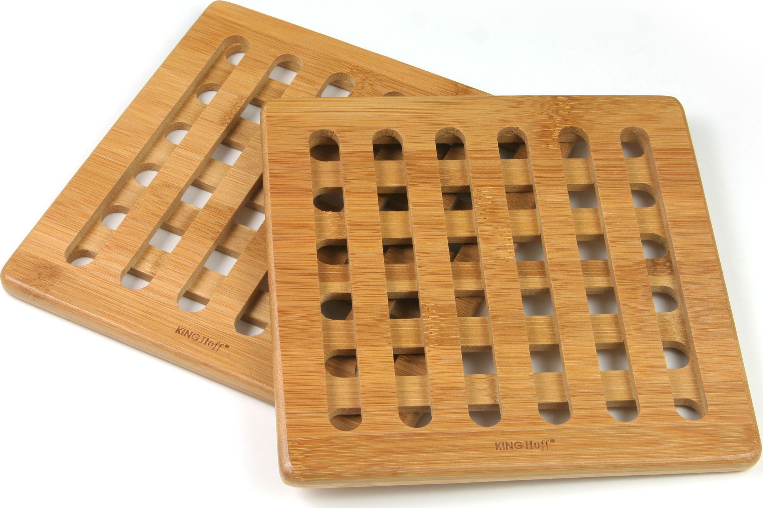 KingHoff ZESTAW KWADRATOWYCH PODSTAWEK Z BAMBUSA 20cm KINGHOFF [KH-1216]