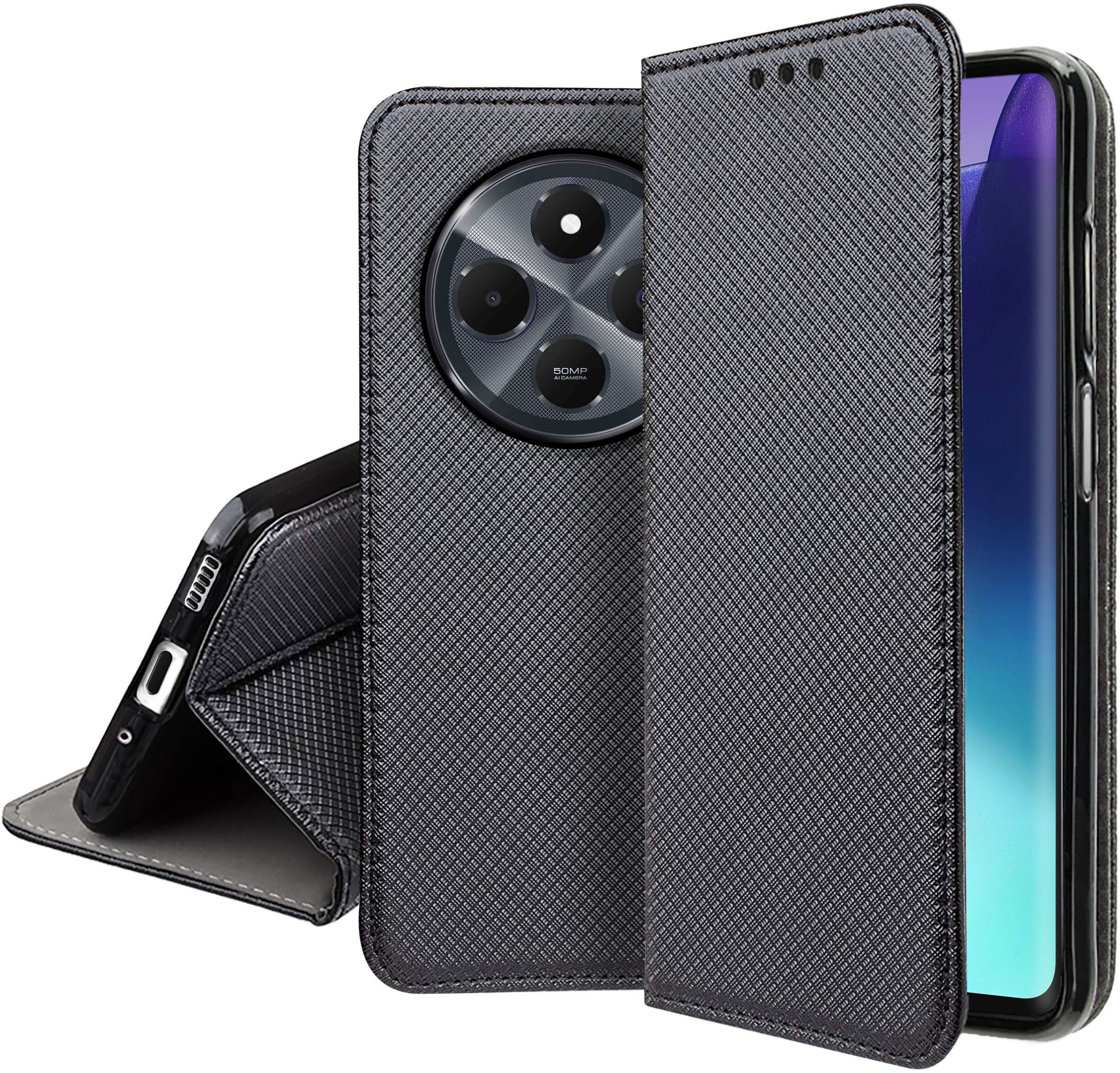 Etui do Xiaomi Redmi 14C SMART MAGNET CASE PORTFEL + SZKŁO OCHRONNE 9H