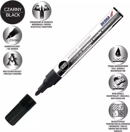 Dedra Marker do renowacji napisów nagrobkowych czarny, 1 szt.