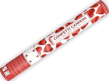 Party Deco Tuba strzelająca konfetti, czerwone serca, 40 cm uniwersalny