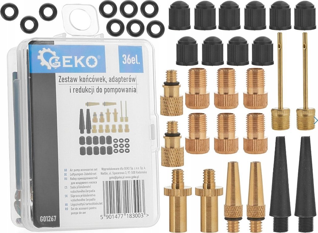 Geko Zestaw końcówek, adapterów i redukcji do pompowania 36el. (20/240)