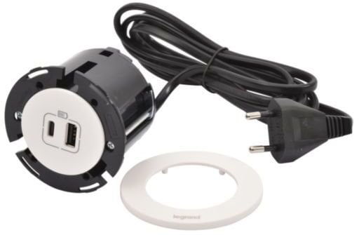 INCARA Gniazdo meblowe DISQ 60 USB A+C 2,0 m biały 654730