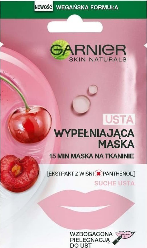 Garnier Garnier Skin Naturals Maseczka nawilżająca na usta Cherry 1 szt.