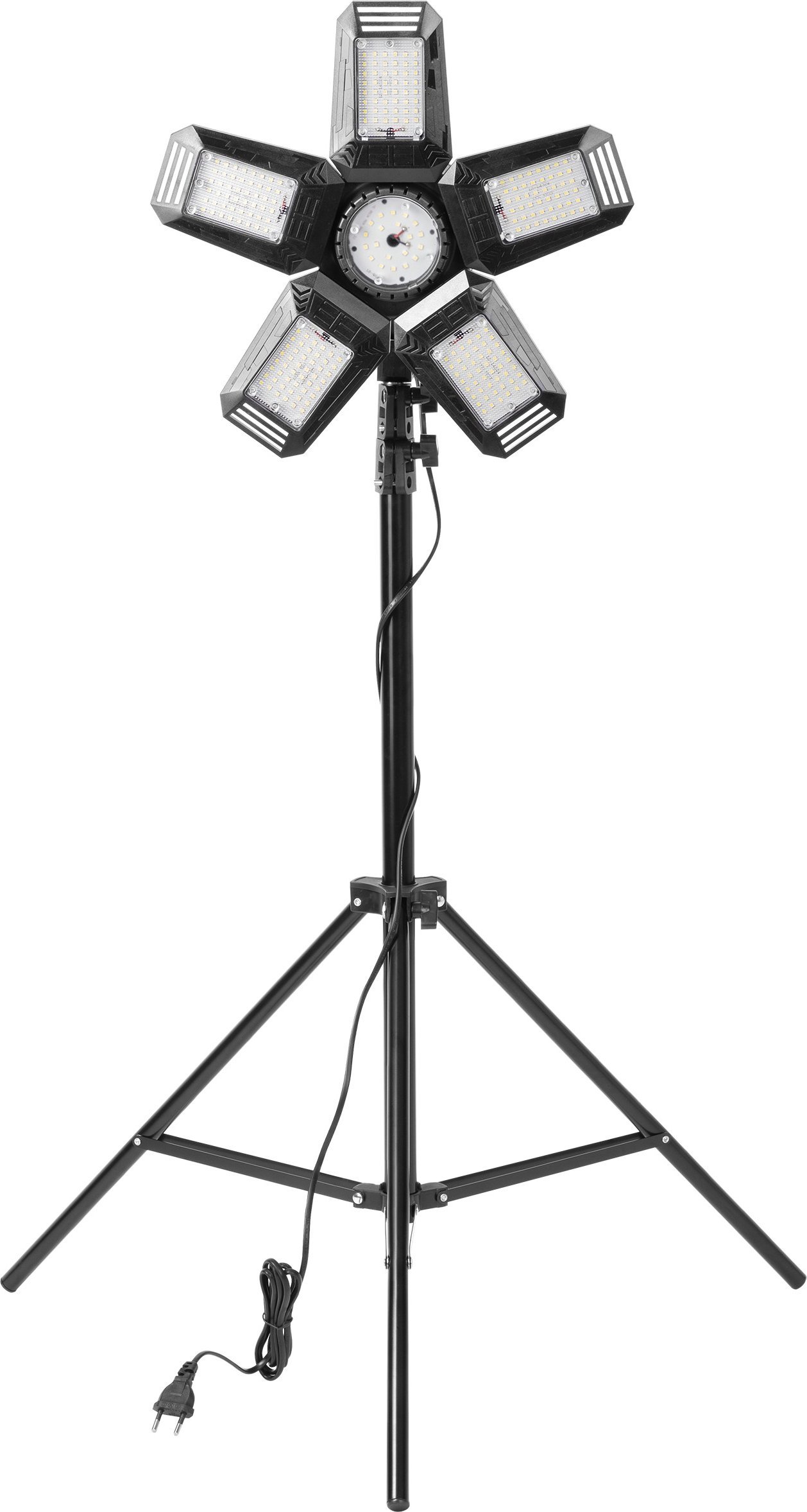 Naświetlacz Orno RIGEL LED zestaw: lampa warsztatowa składana 5-skrzydłowa 55W + statyw + adapter