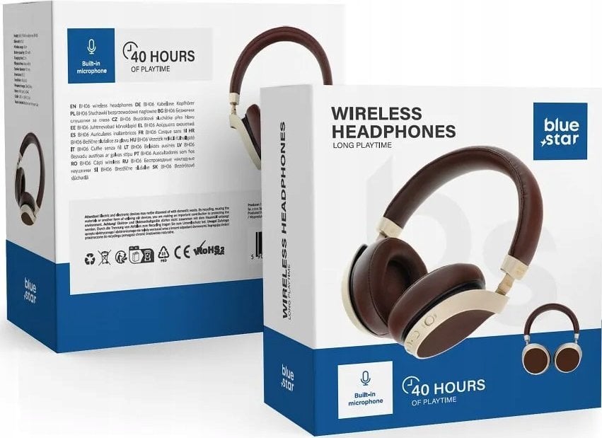 Słuchawki Blue Star Słuchawki nagłowne BH06 brązowe