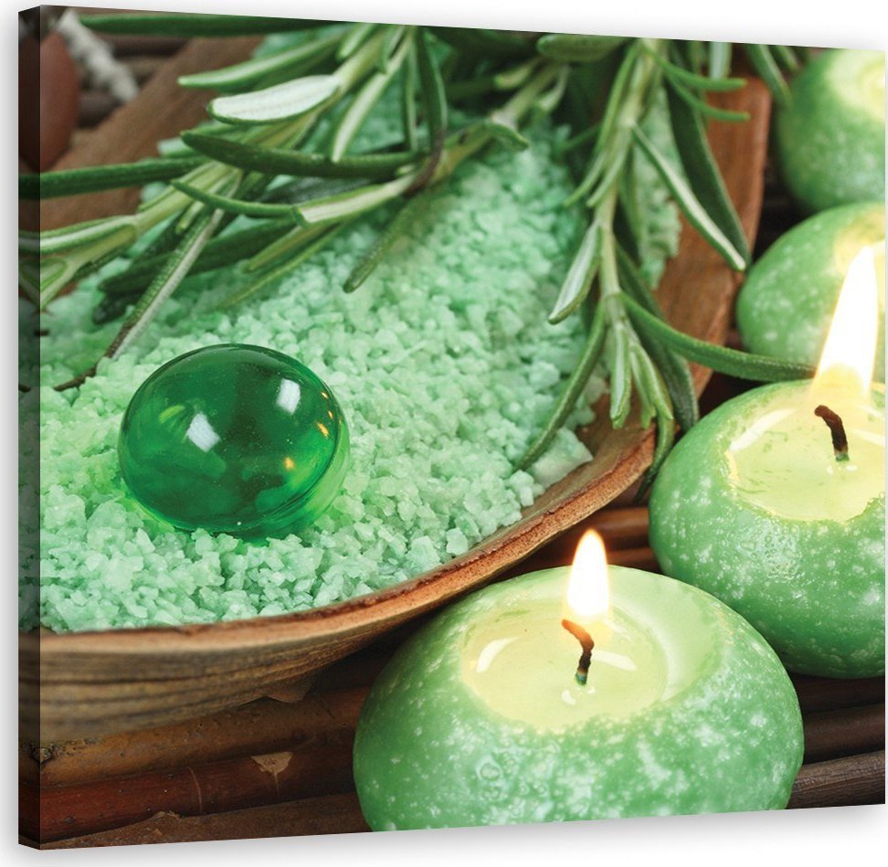 Feeby Obraz na płótnie, Turkusowe świeczki spa - 60x60
