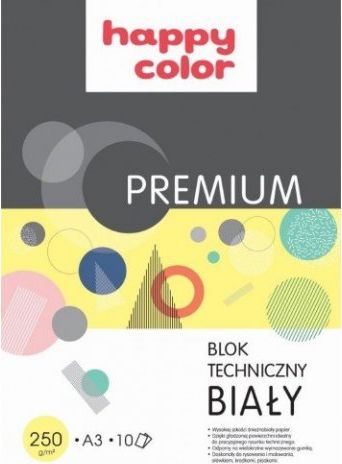 Happy Color Blok techniczny Premium A3 10k biały 250g