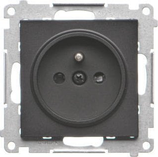 Gniazdo Pojedyncze Z Uziemieniem I Przesłonami Czarny Mat Simon 55 Tgz1Cz.01/149 Kontakt Simon