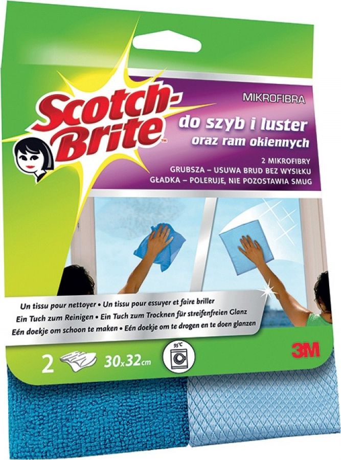 Scotch Ściereczki z mikrofibry SCOTCH BRITE™ do szyb i luster, 2szt., ciemno/jasnoniebi - 4046719419043