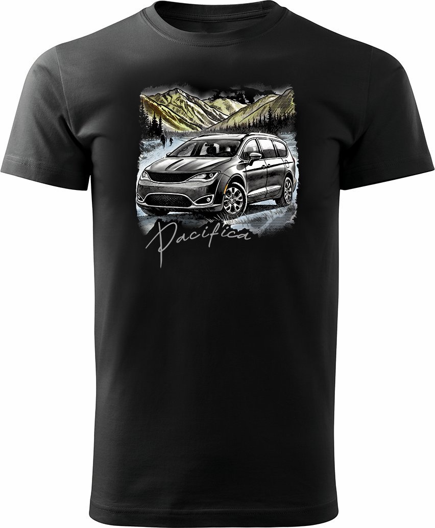 Koszulka samochodowa z samochodem Chrysler Pacifica męska czarna REGULAR XXL