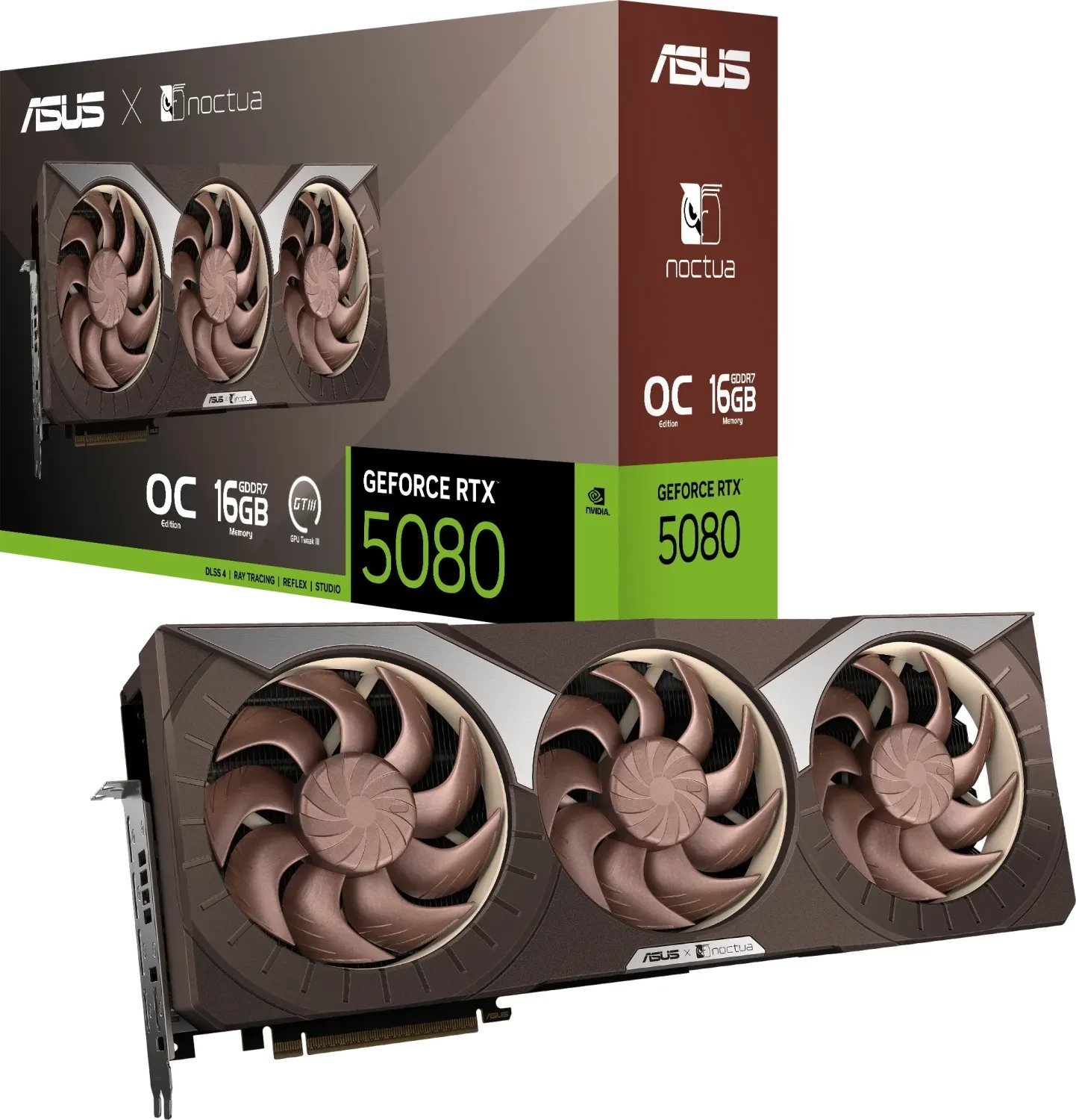 Karta graficzna Asus GeForce RTX 5080 Noctua OC 16GB GDDR7 DLSS4 (RTX5080-O16G-NOCTUA)