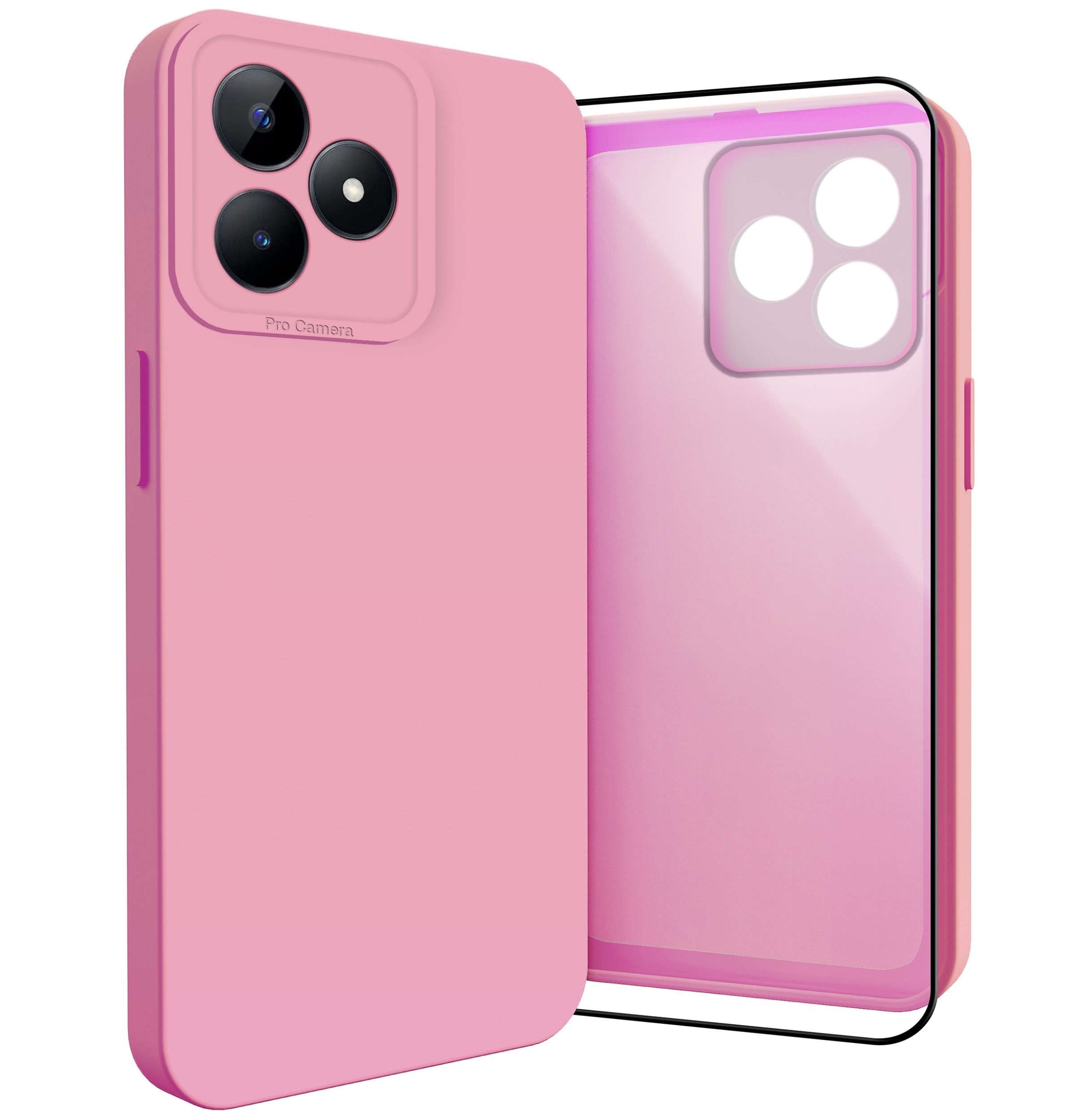 Etui do Realme C51 (Osłona Kamery, Różowe, Ochronne, Plecki, Case) Szkło