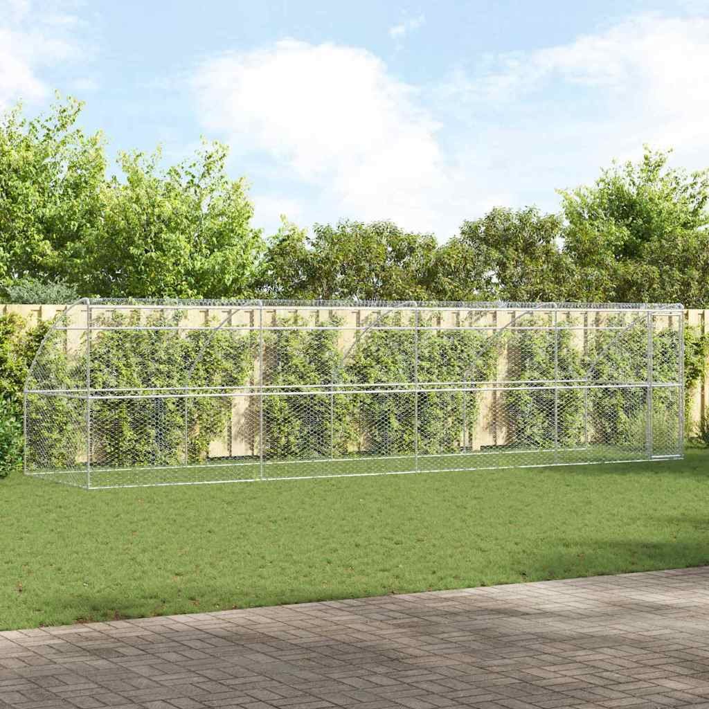 vidaXL Kenel dla Psów z przechowalnią 4 pcs srebrny 8 x 2 x 2 m Stal